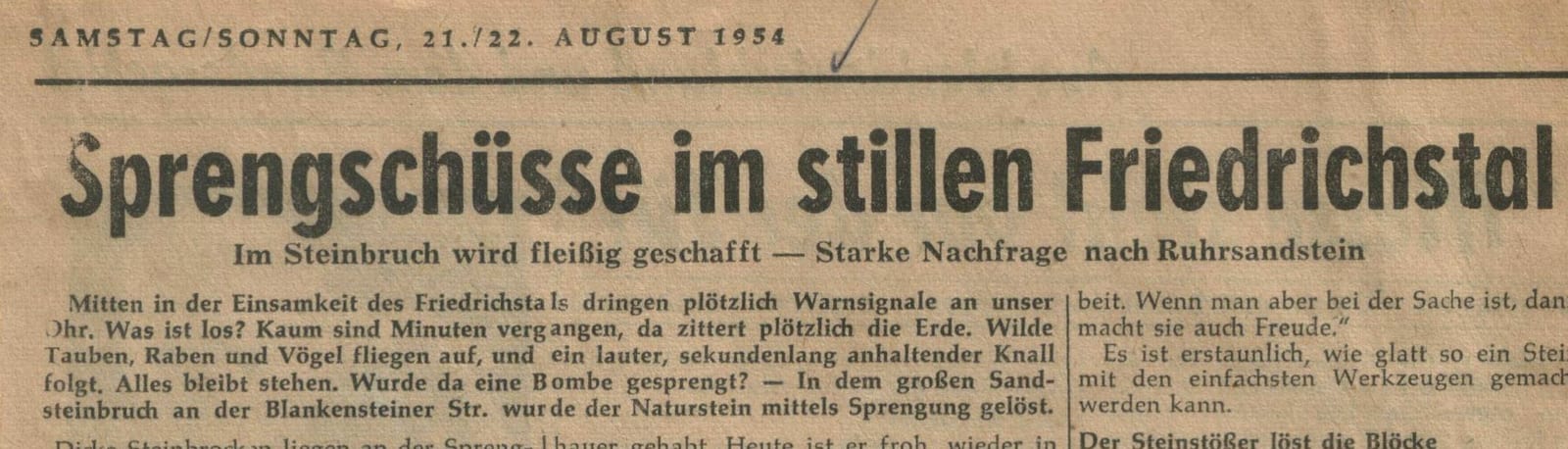 Zeitungsausschnitt: Archiv W. Dickten