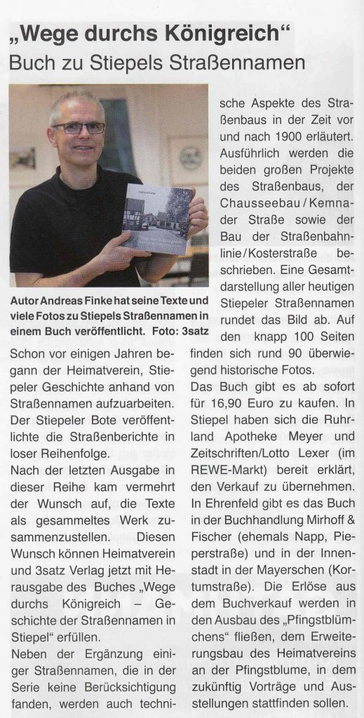 Stiepeler Bote 11-2016: Verkaufsstart "Wege durchs Königreich" 21. Oktober 2016