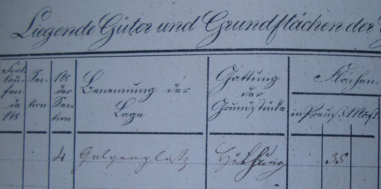 Im Jahr 1823 im Besitz der Gemeinden Mittel- und Oberstiepel: der Galgenplatz. Die Gemeindgrenze verlief an dieser Stelle entlang der Straße