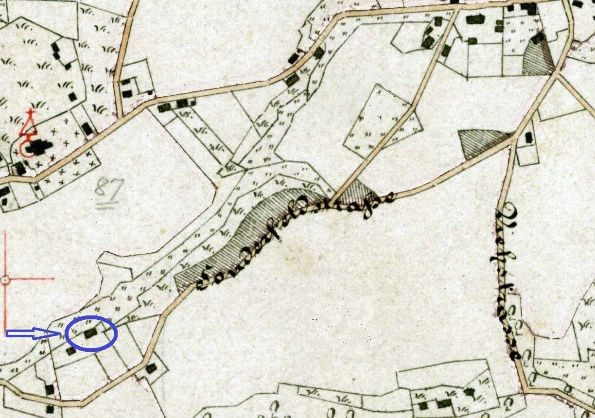 Auf der Gemarkungskarte von 1884 bereits als "Sonderfeldstraße" bezeichnet (blau markiert: das Pastorat)