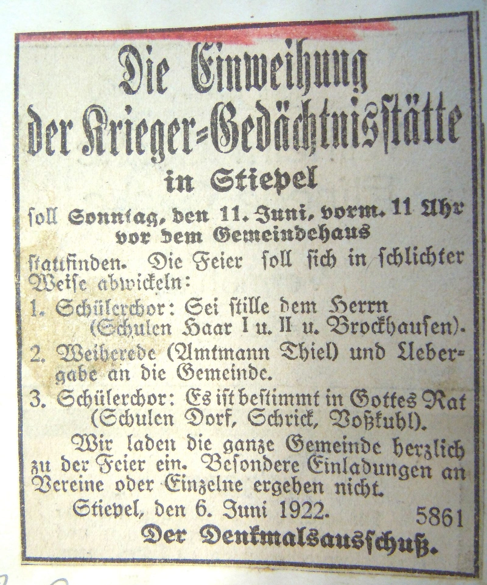 Anzeige aus der Hattinger Zeitung