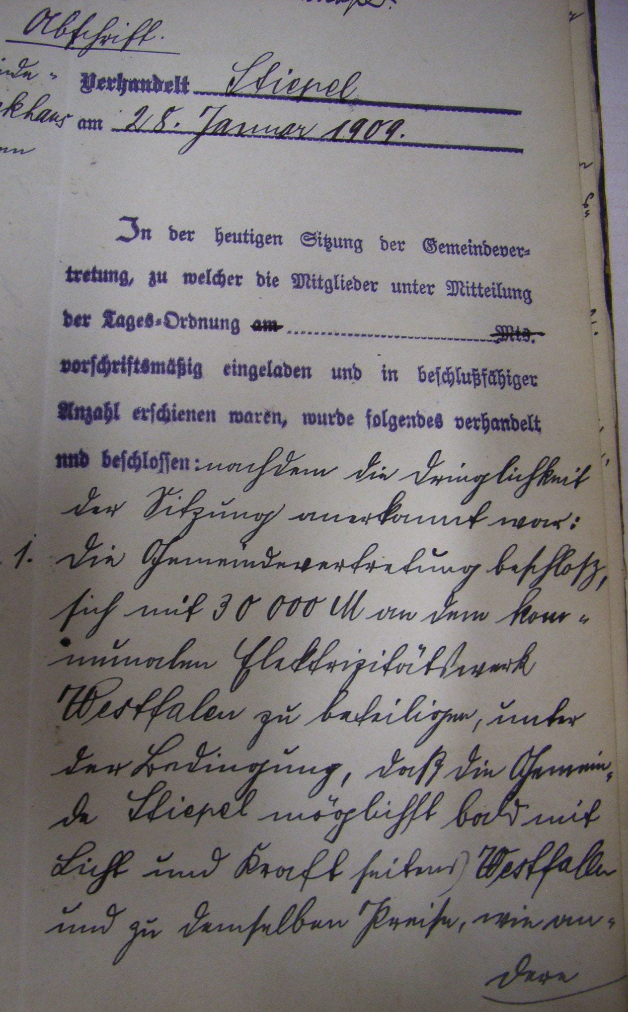 Der protokollierte Beschluss der Gemeindevertretung