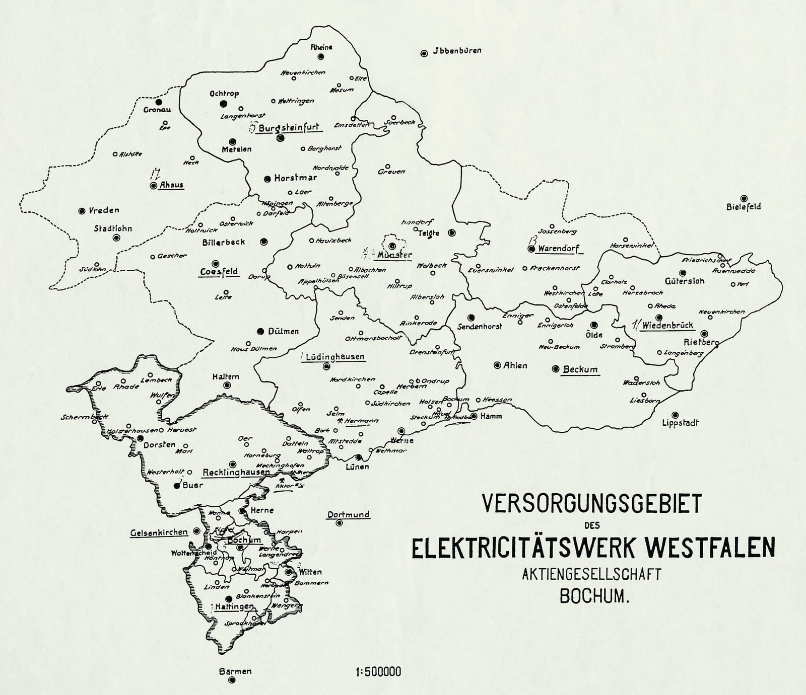 Karte: Archiv der RWE Westfalen-Weser-Ems AG, www.westfaelische-geschichte.de/kar18