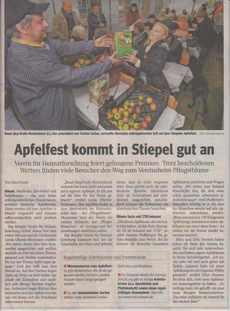Apfelfest, WAZ vom 10. Oktober 2017