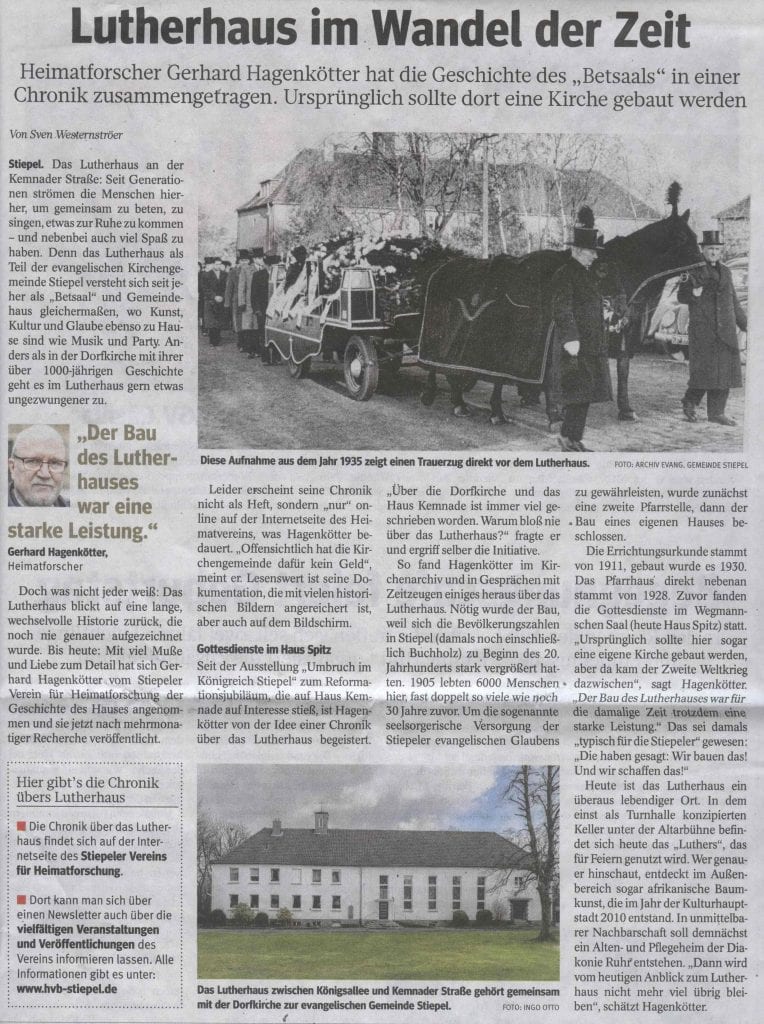 Präsentation der Lutherhaus-Chronik, WAZ vom 14. Februar 2018
