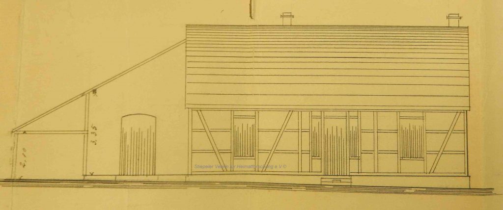 Straßenansicht 1894: links im Anbau der Eingang zum großen Saal, Quelle: Stadtarchiv Bochum