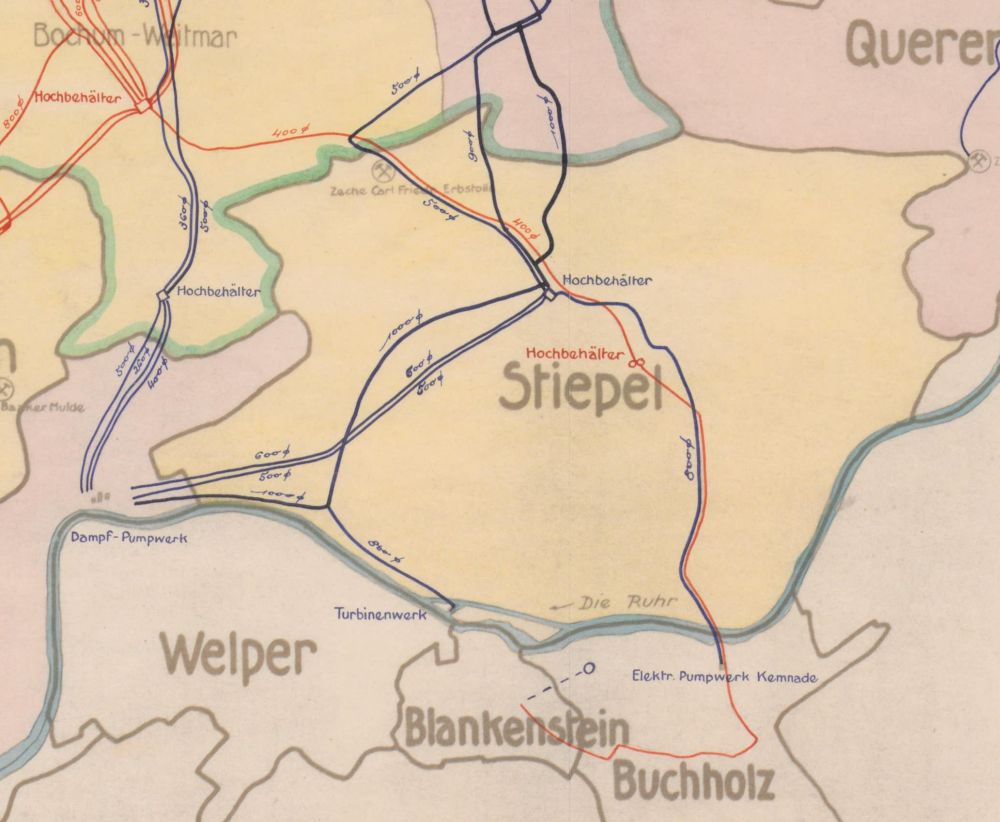 Wassernetze in Stiepel (Ausschnitt)