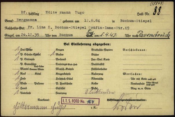 Überstellung ins KZ Ravensbrück (Arolsen Archives, Dok. 3668387)